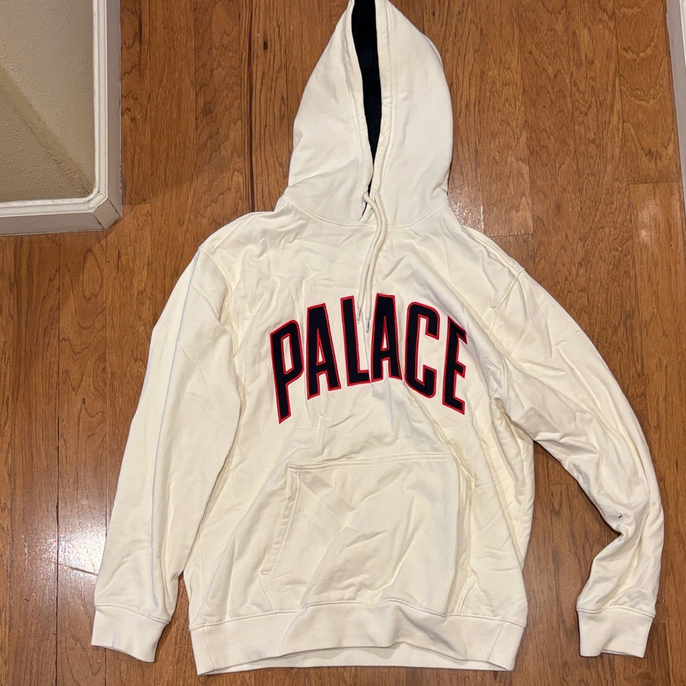 PALACE Cream Hoodie with Bold Logo